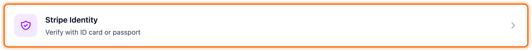 The options on the verification page, with the Stripe Identity option framed