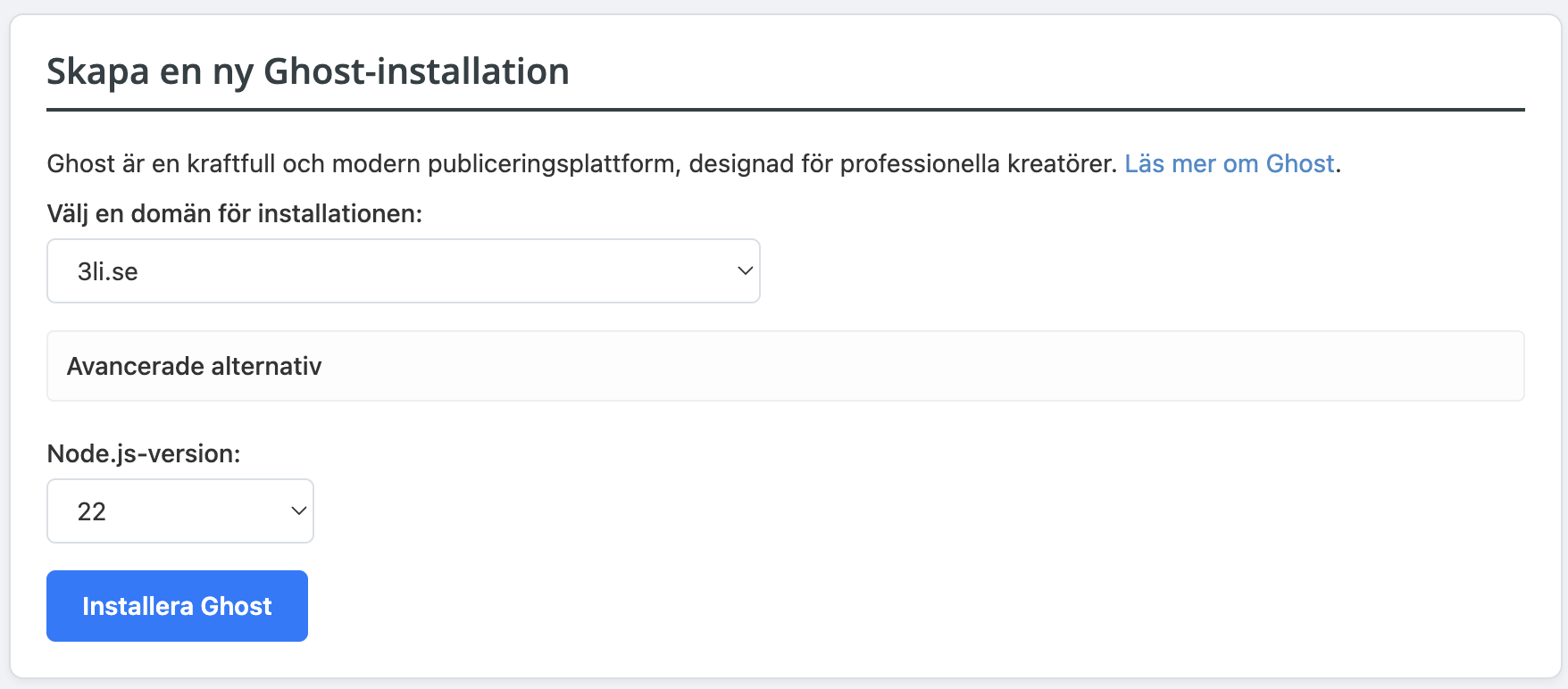 Ghost CMS blogg - installera det enkelt i din cPanel - HostUp Support